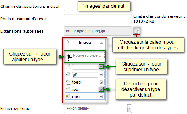 jce gestionnaire-images params-standards