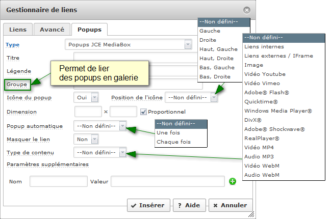 jce gestionnaire-liens popups