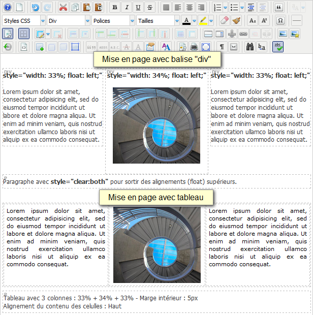 JCE Mise en page - Image centrée